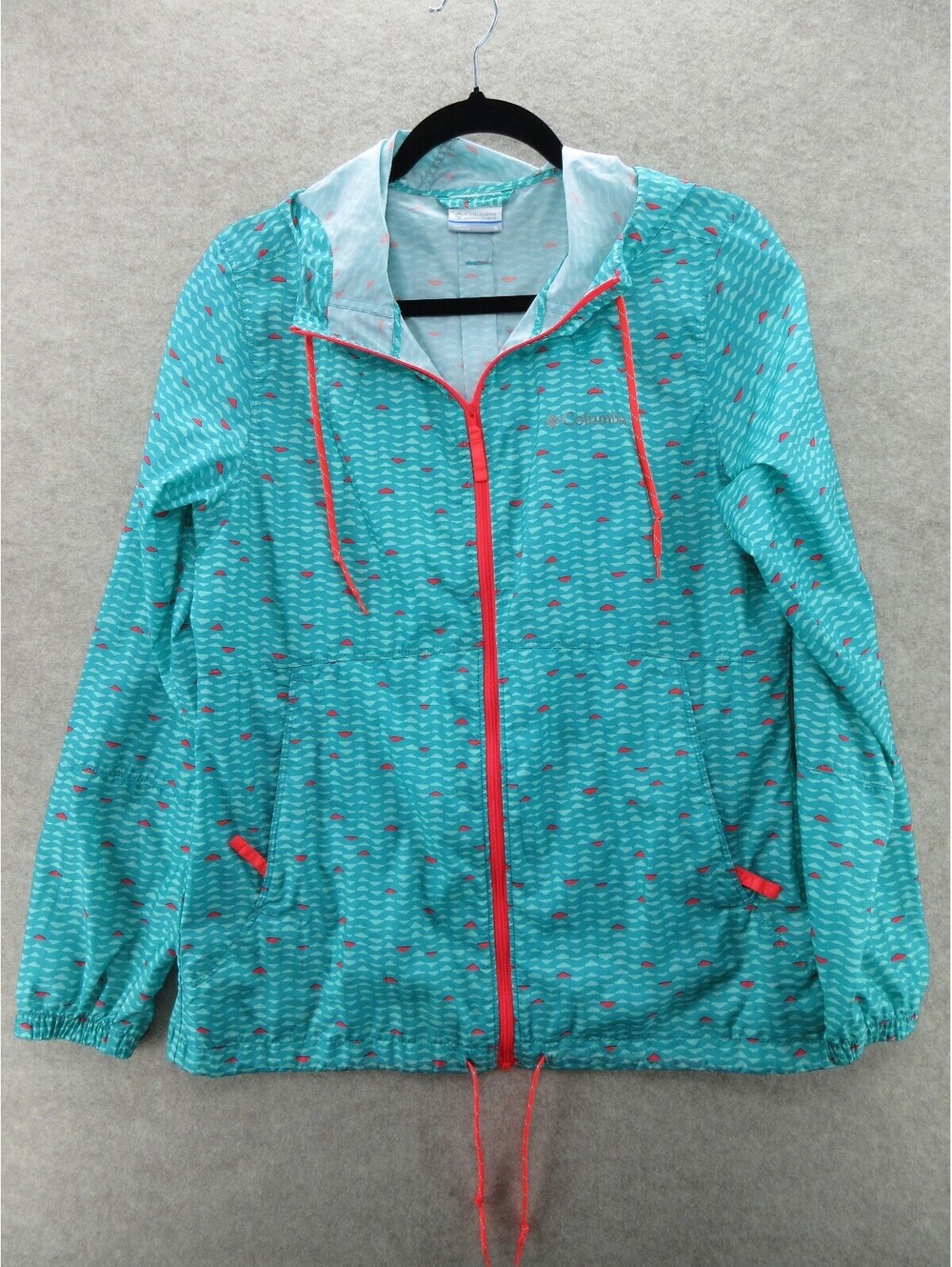 Columbia Women's Lightweight Windbreaker Jacket Aqua Coral Full Zip Small
